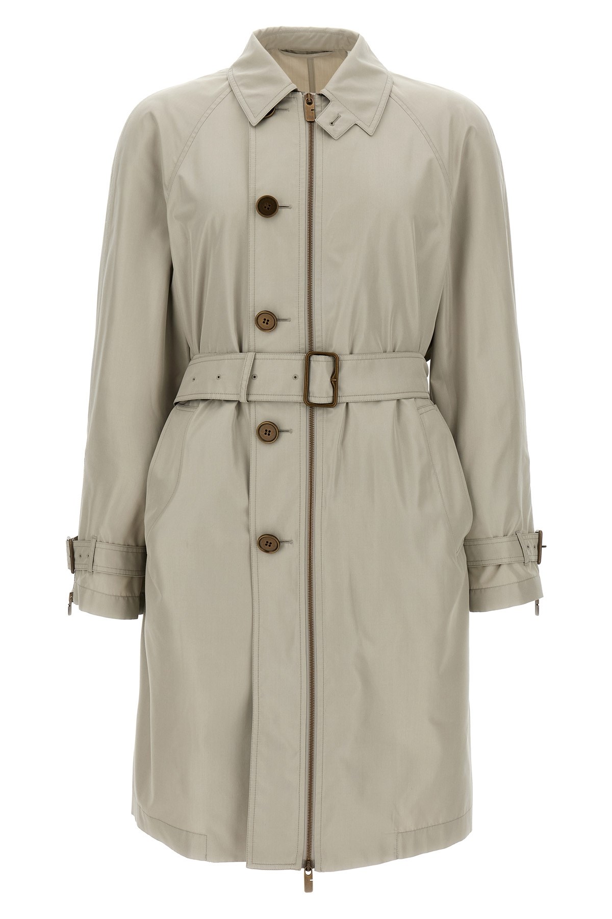 Burberry Car Coat Silk Coats And Trench Coats Gray In Brown