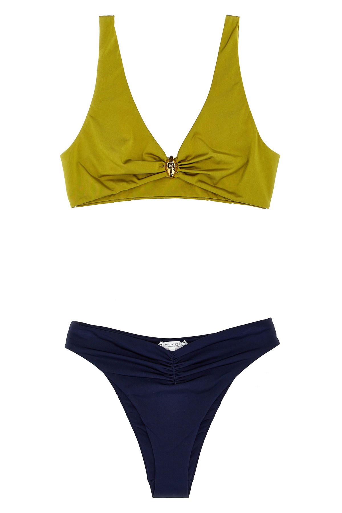 Elisabetta Franchi Two-tone Lycra Bikini With Glossy Top In Multi
