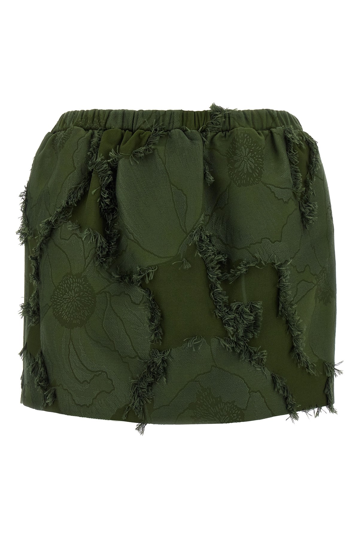 Gucci Mini Forest Green Skirt In Floral Jacquard In Green