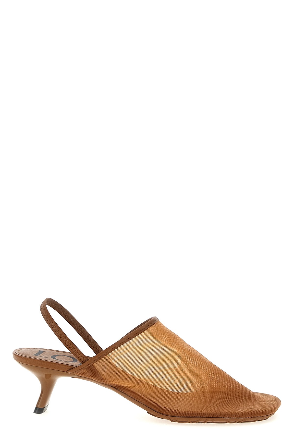Loewe Kitten Heel Mesh Open Toe Pumps
