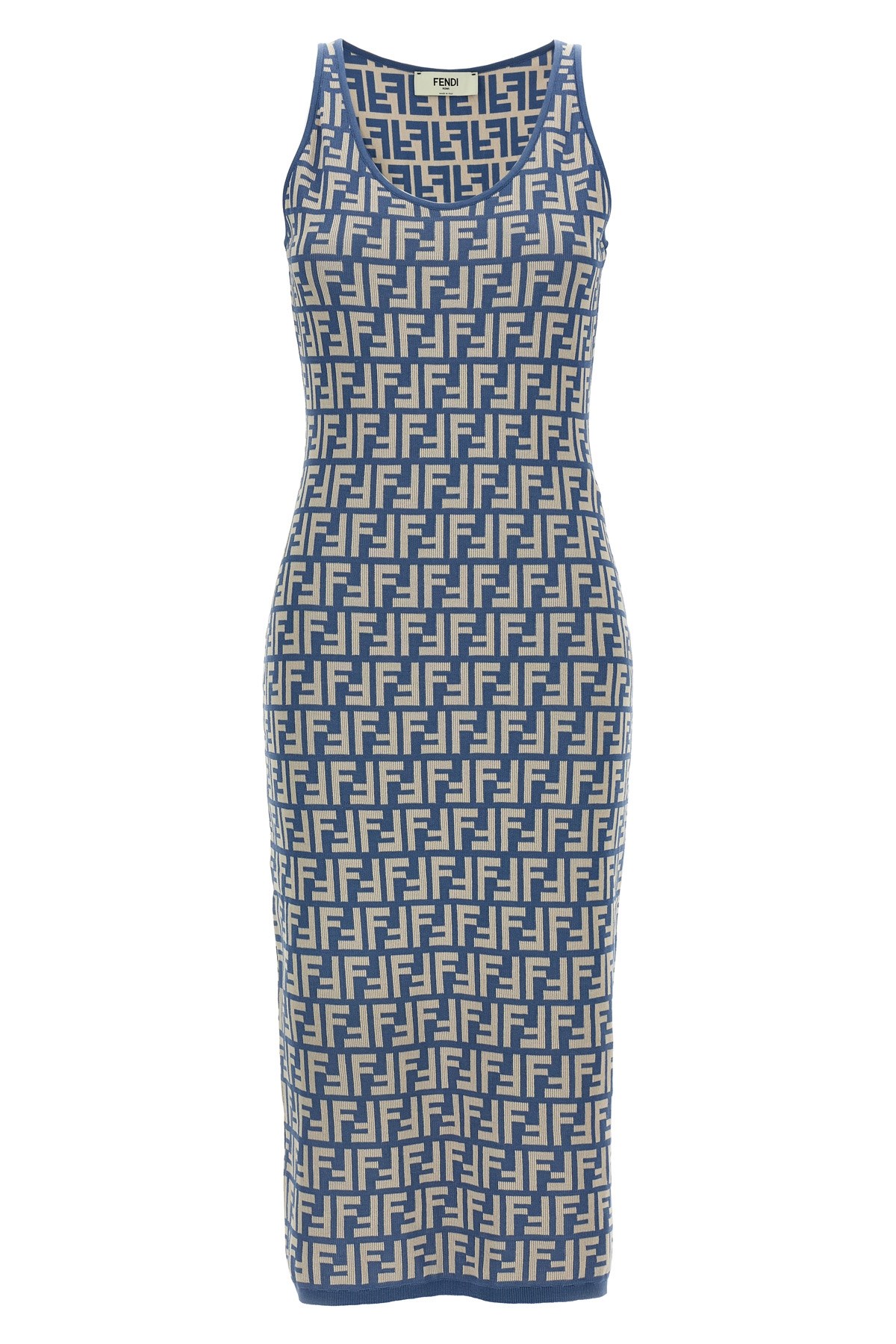Fendi Women Embroidered Stretch Cotton Blend Dress