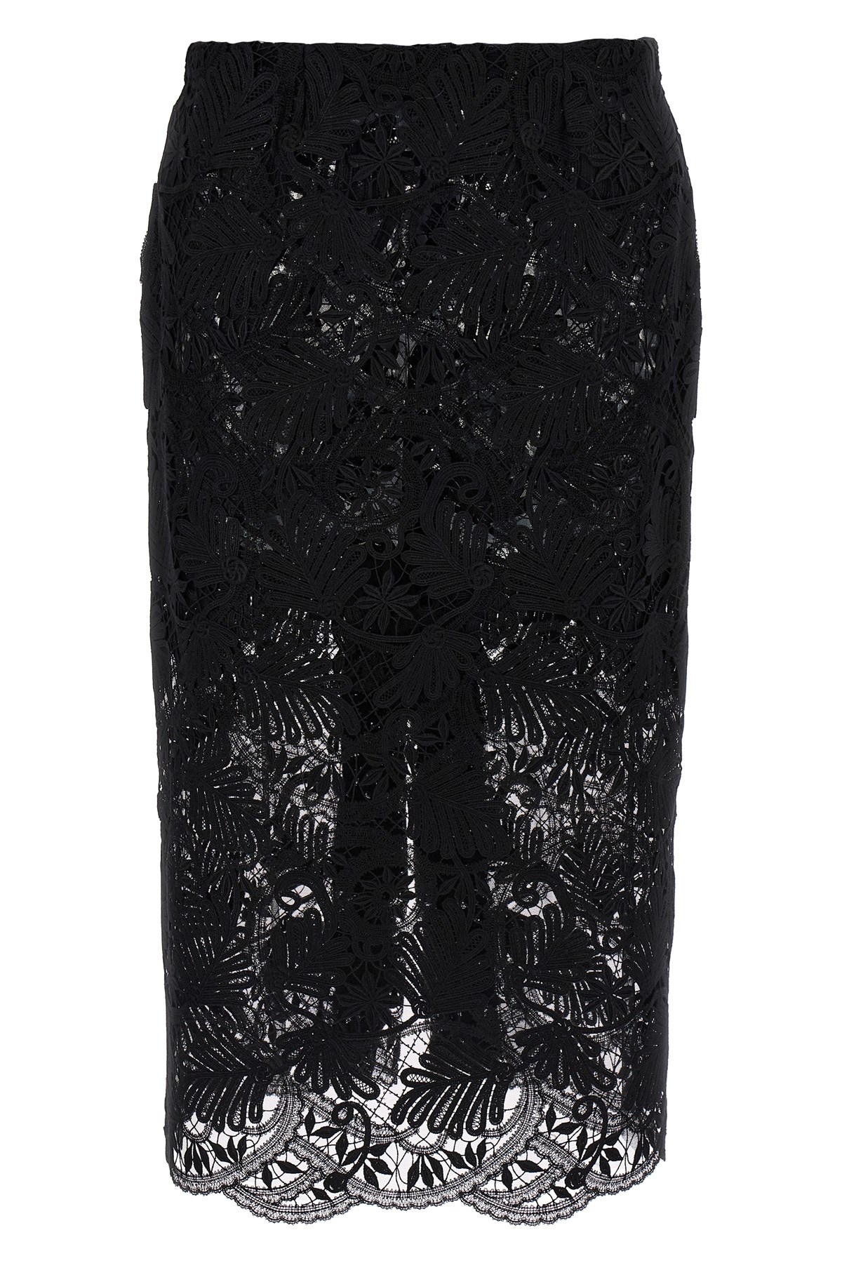 Ermanno Scervino Intricate Lace Effect Skirt With Tulle Lining In Black