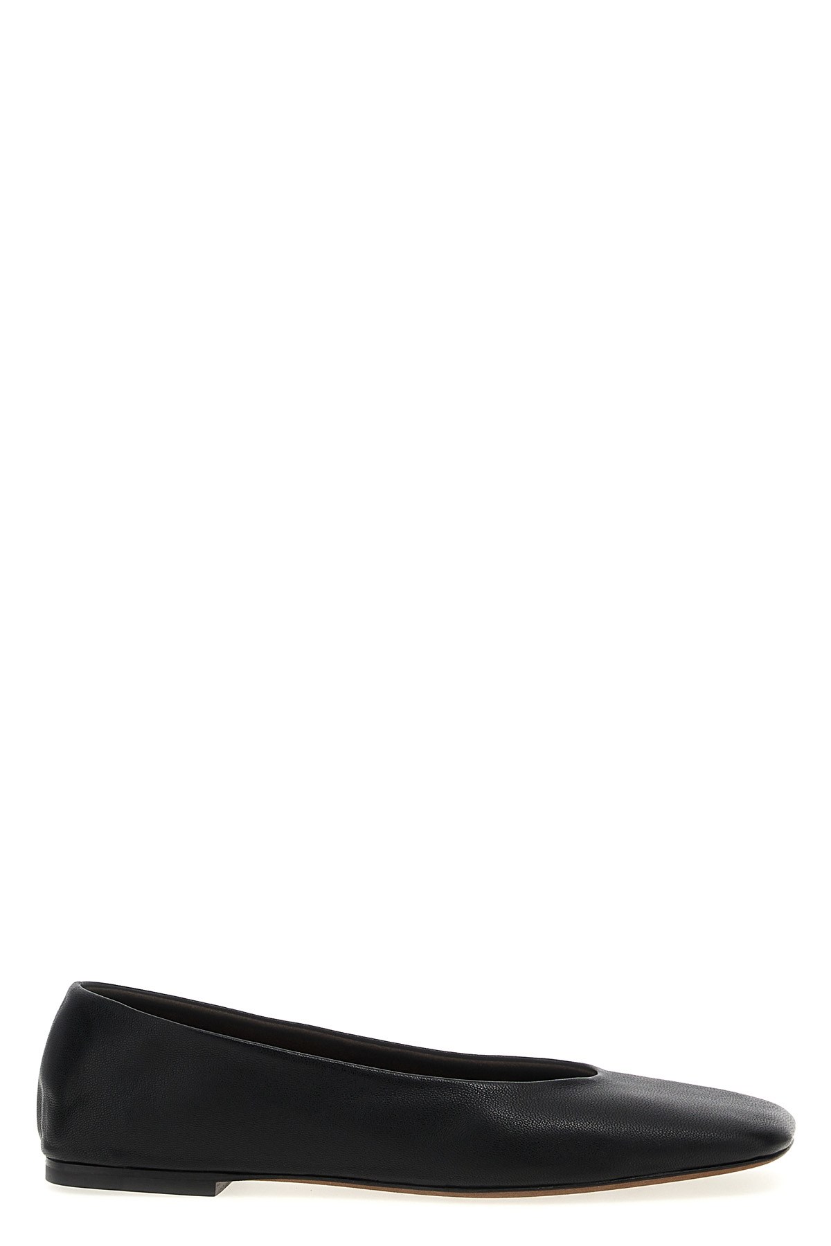 The Row Eva Black Leather Ballerinas
