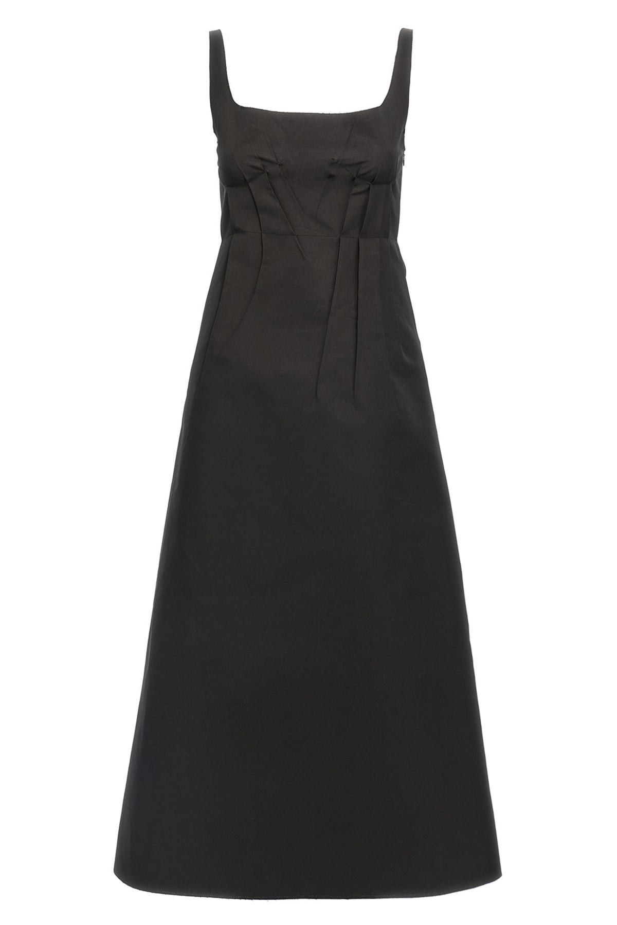 Marni Trapeze Midi Dress With Structured Bustier In Black
