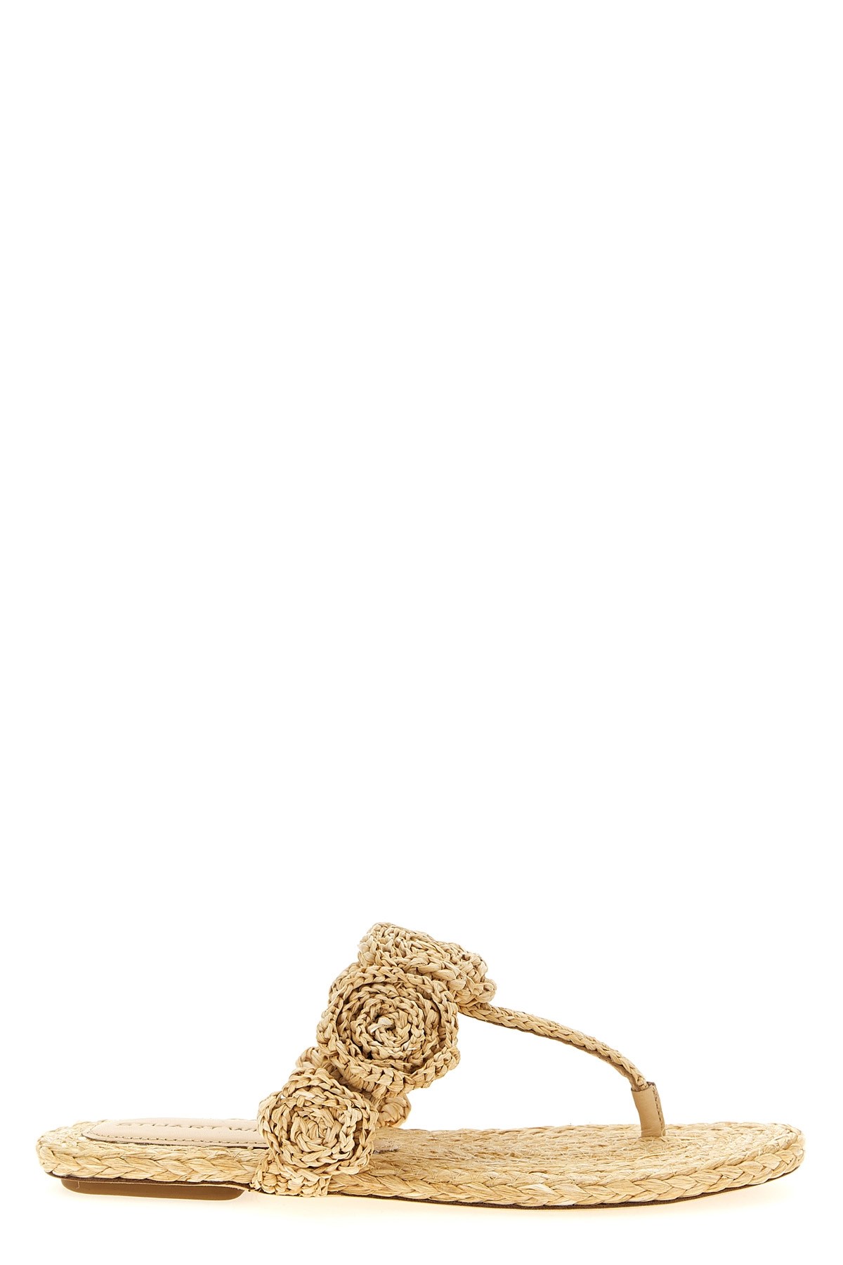 Stuart Weitzman Floral Braided Open Toe Flat Sandals