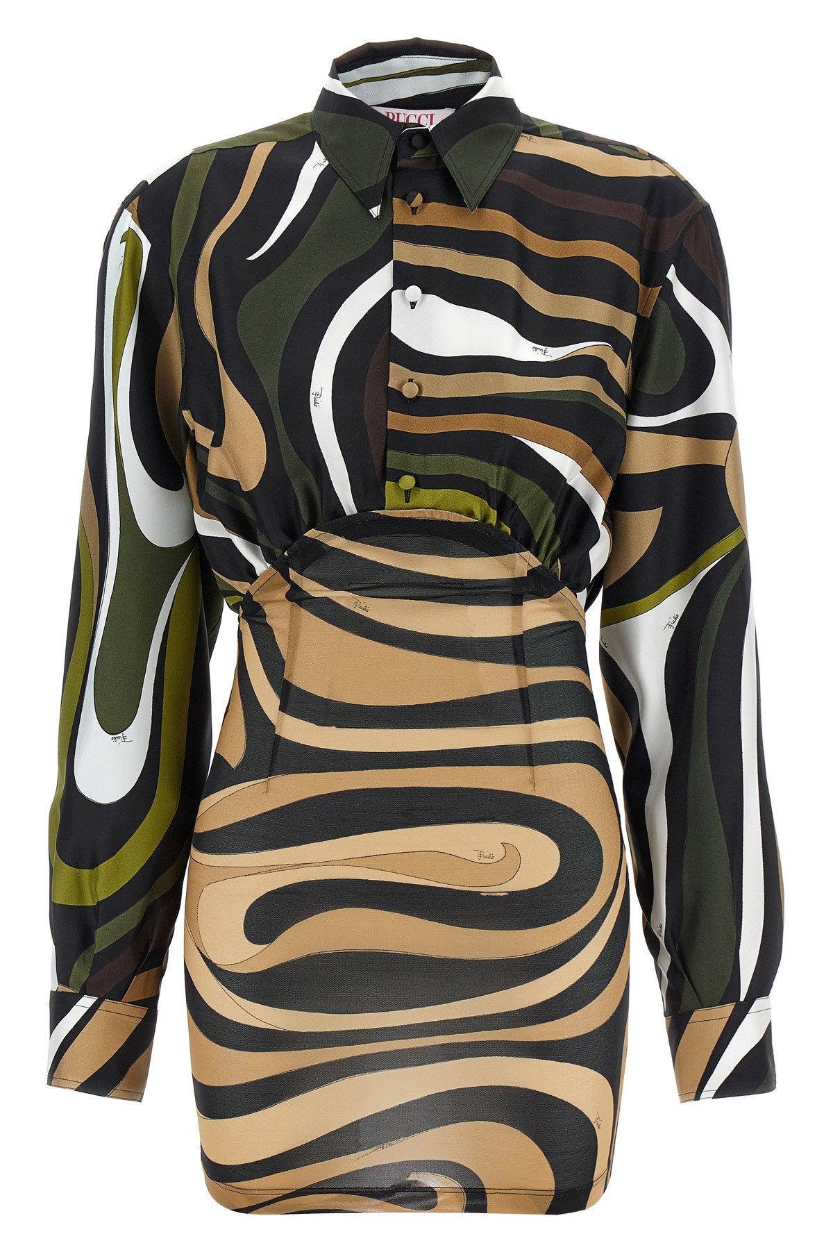 Pucci Long-sleeved Mini Dress With Marble Print