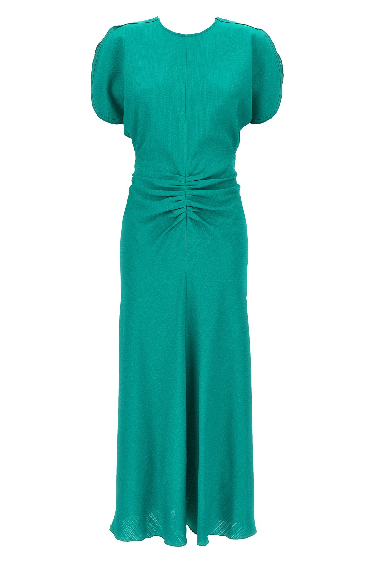 Victoria Beckham Gathered Waist Midi Dress In Green