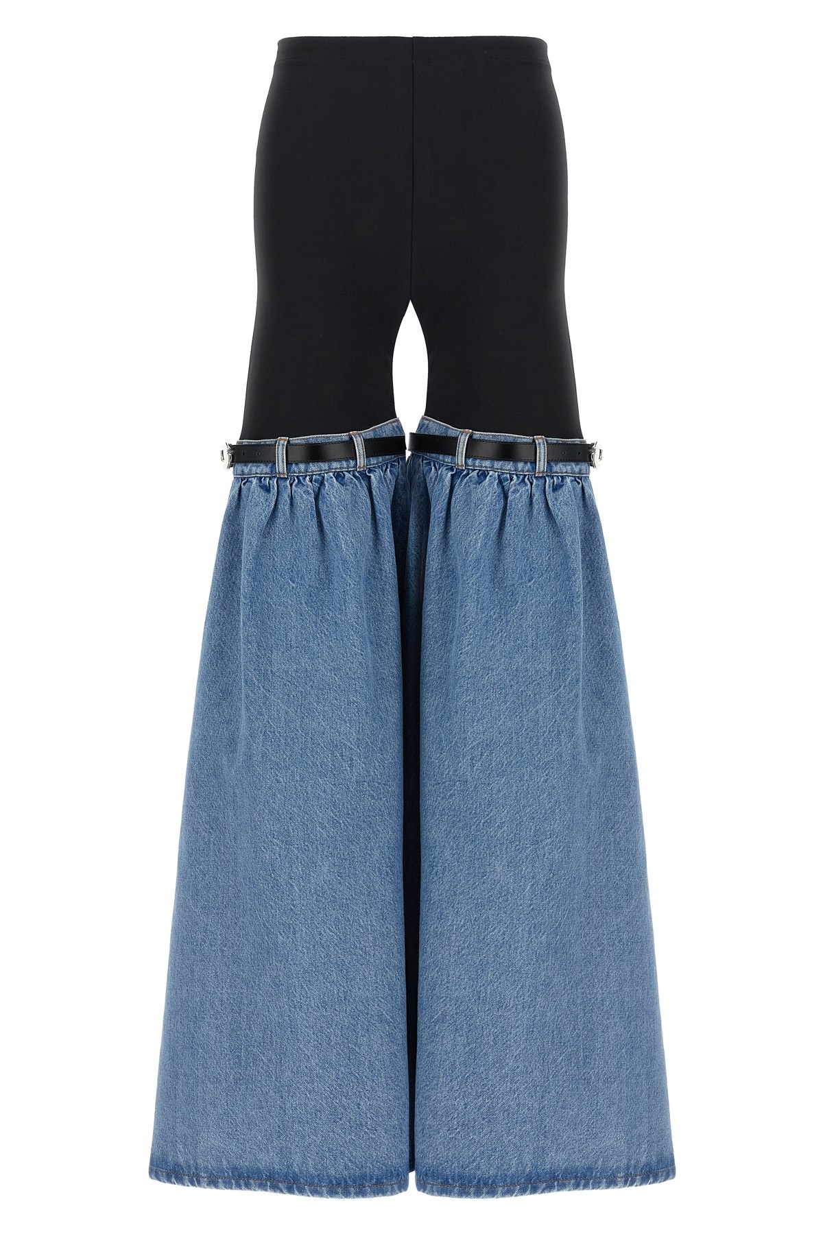 Coperni Wide Leg Elastic Waistband Trousers With Contrast Fabric