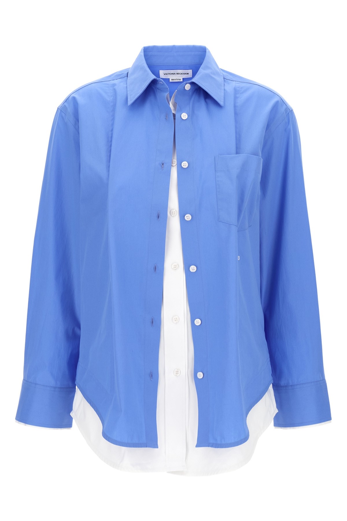 Victoria Beckham Layered Pocket Hem Shirt In Blue