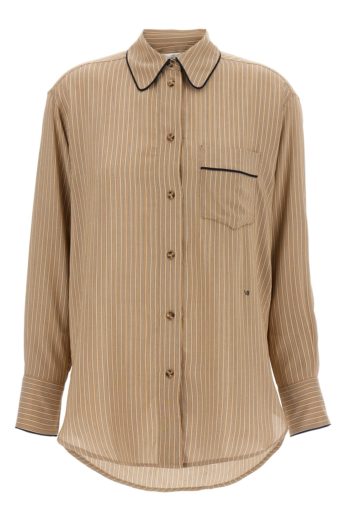 Victoria Beckham Piping Detail Pyjama Shirt And Blouse Brown
