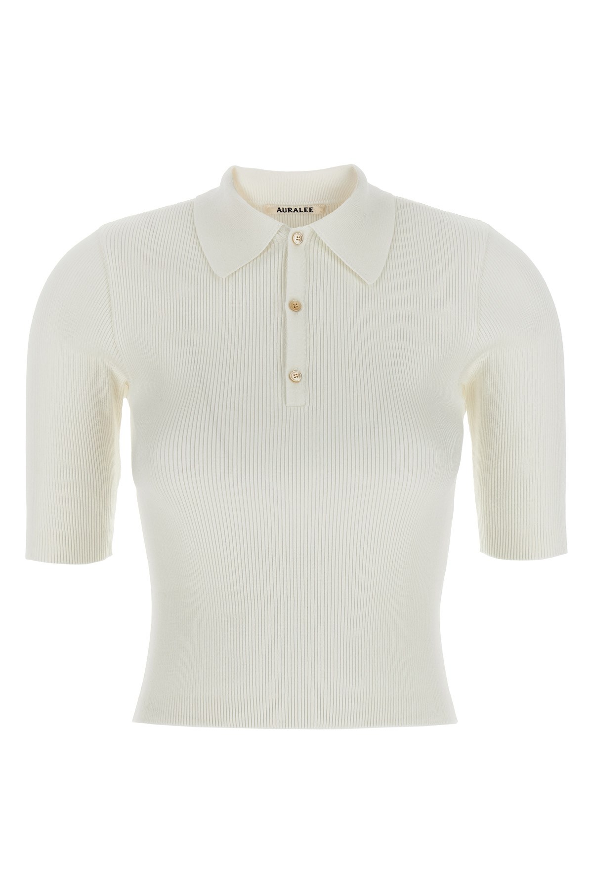 Auralee Ribbed Polo Shirt In White