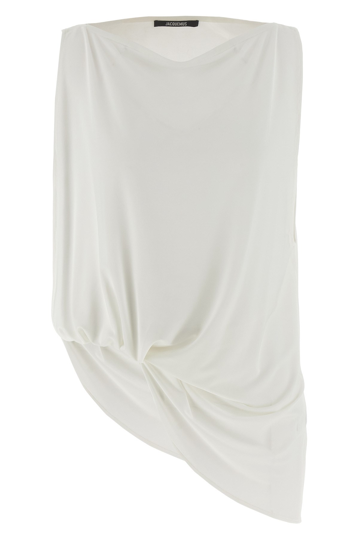 Jacquemus Le Haut Peplo White Top With Square Neck And Cut-out On The Side In Viscose Blend Woman