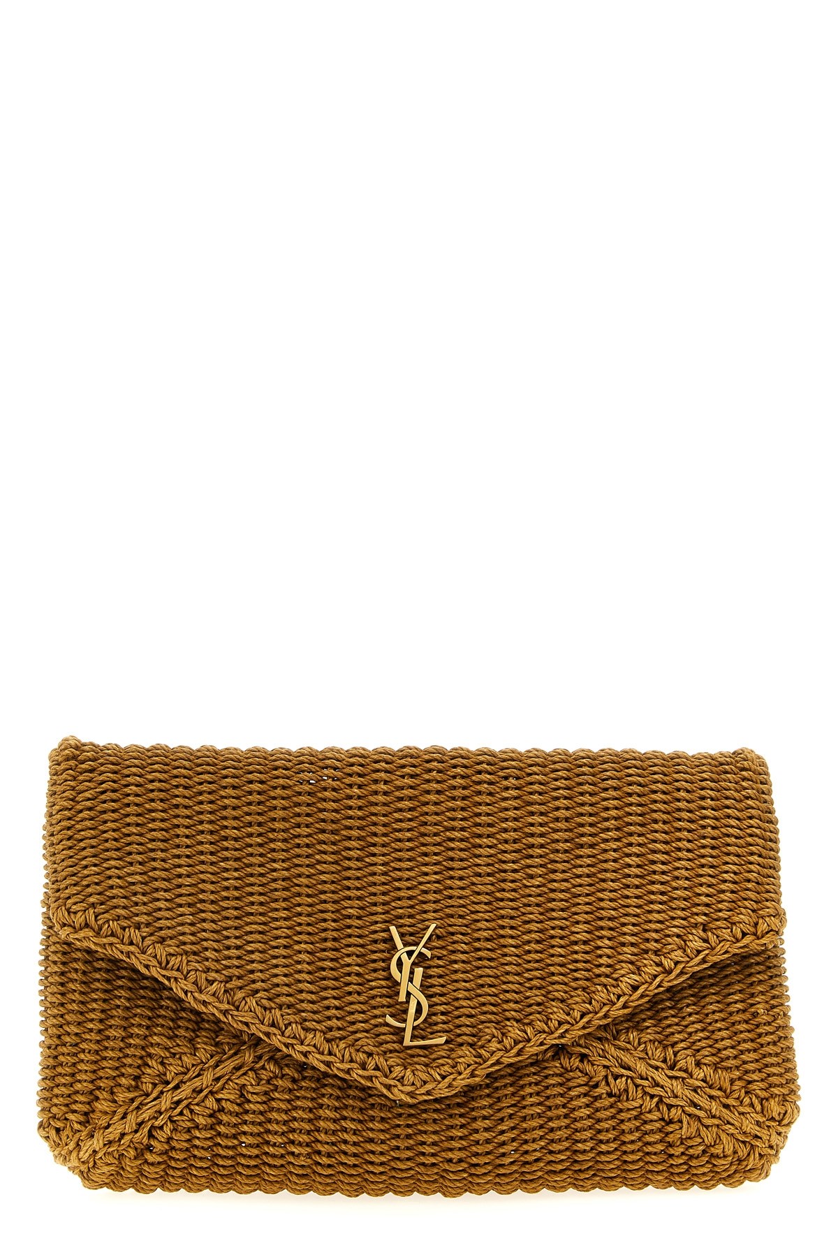 Saint Laurent Envelope Large Clutch Bag In Brown