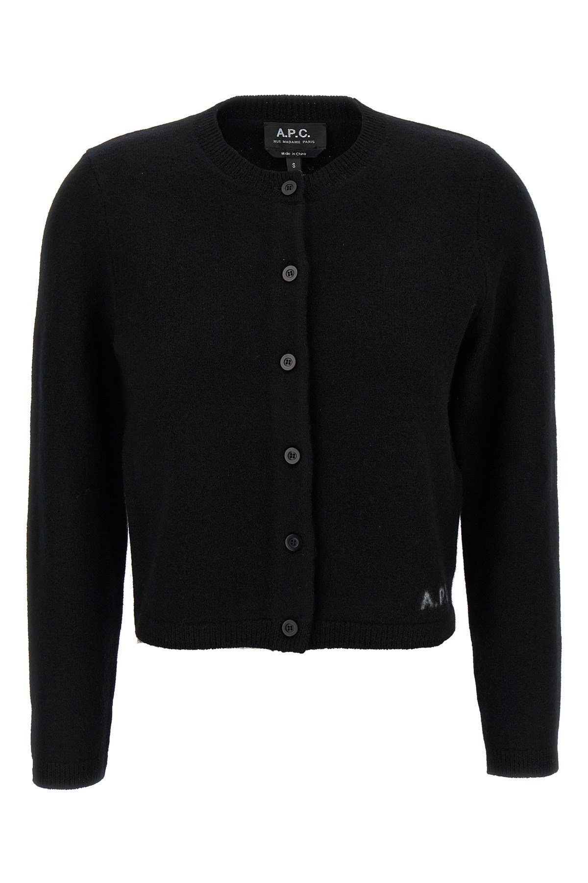 Apc Crew Neck Wool Cardigan Mila In Black