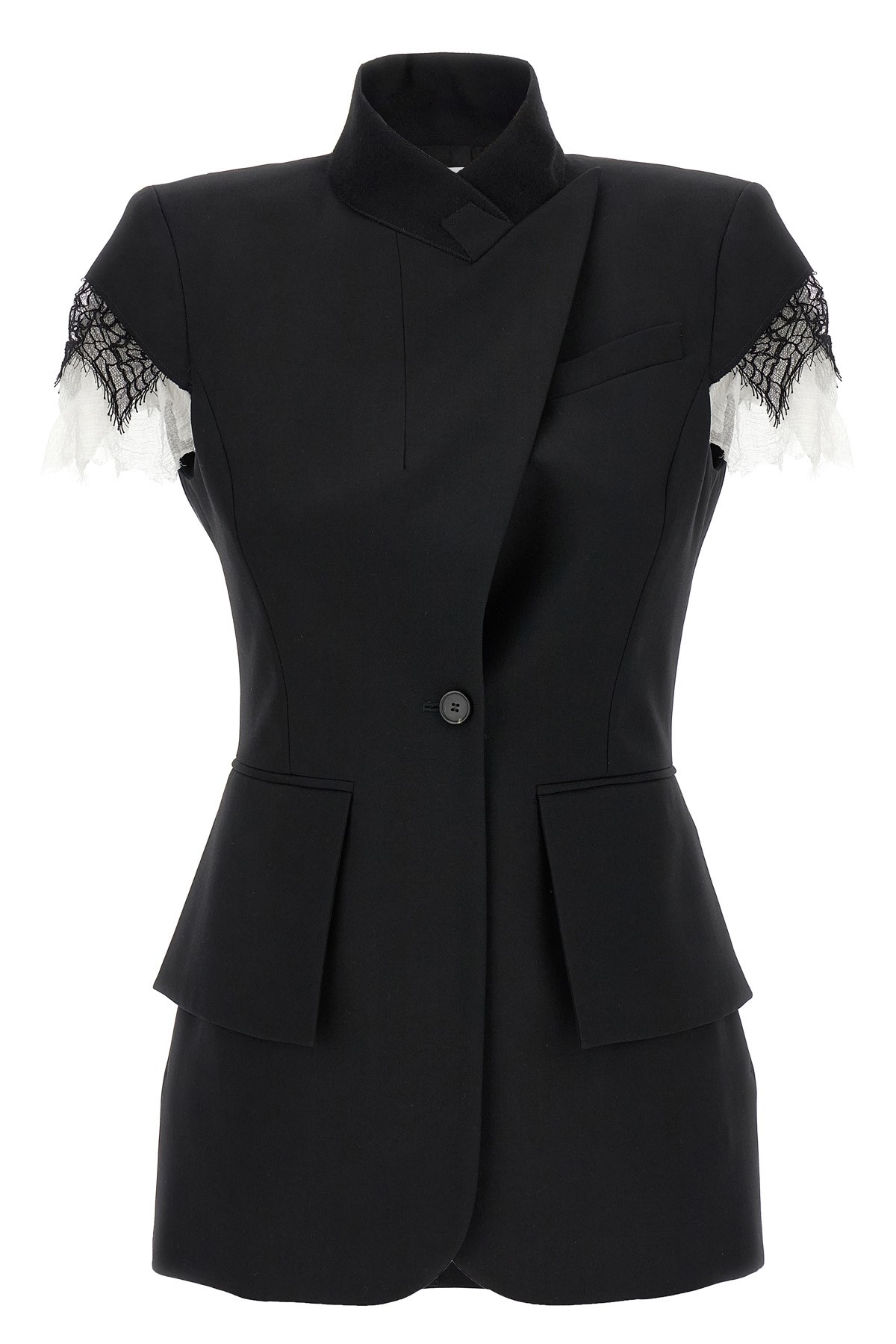 Shop Alexander Mcqueen Mcqueen Lace Detail Blazer