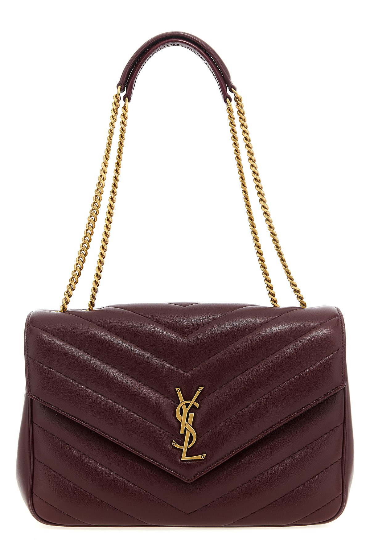 Saint Laurent Loulou Small In Quilted Lambskin In Burgundy