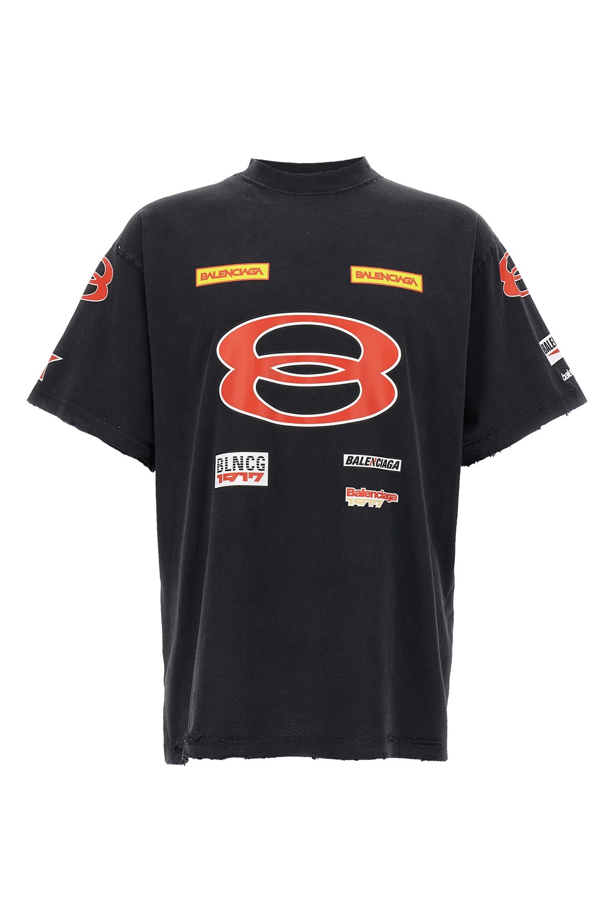Balenciaga Black Crewneck Logo Oversize T-shirt