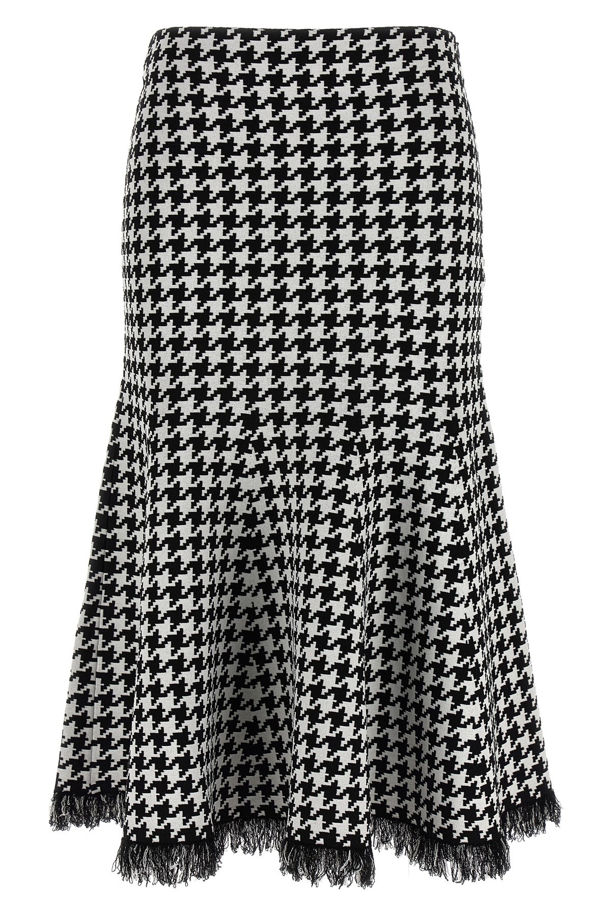 Alexander Mcqueen Black And White Midi Skirt In Black
