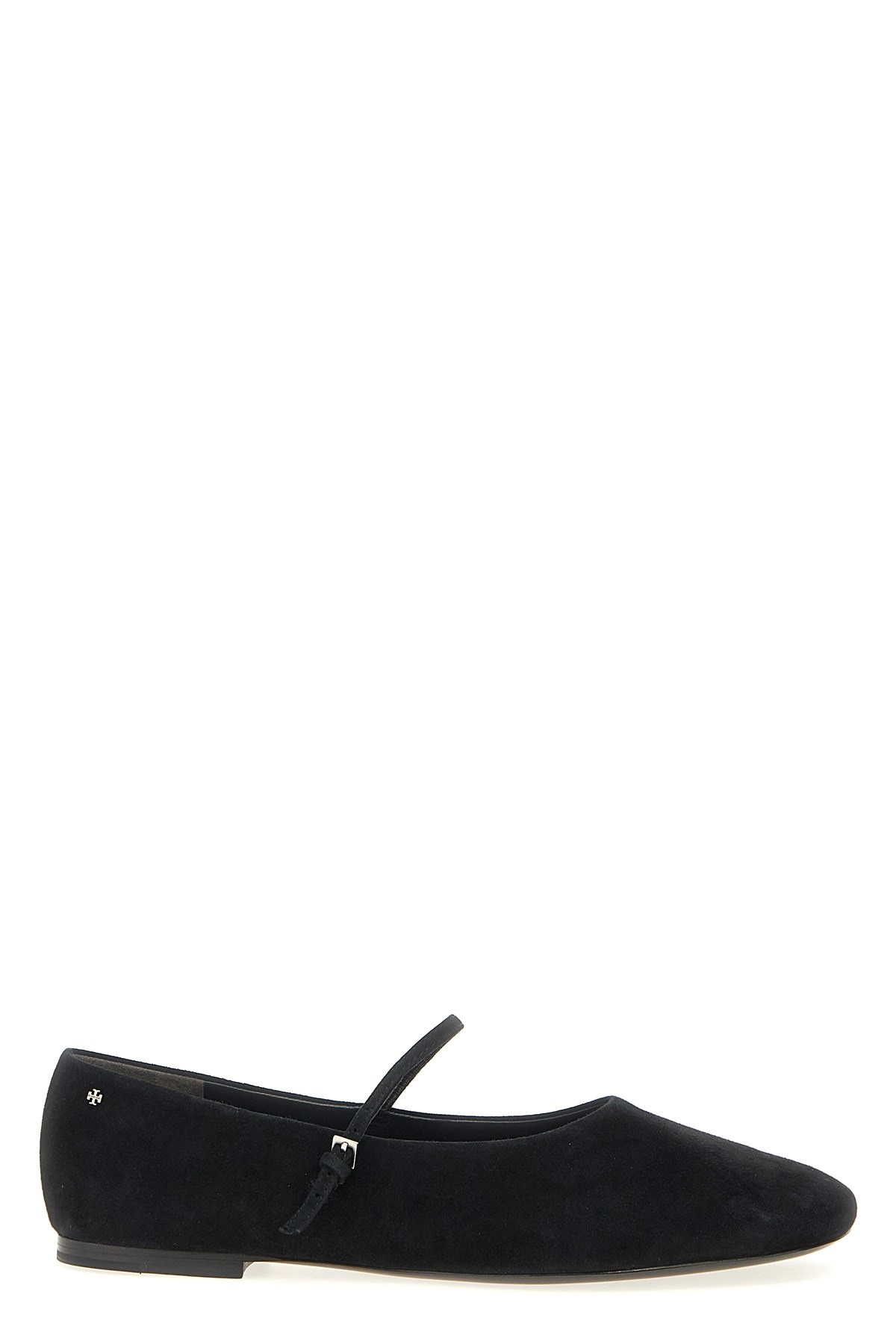 Tory Burch Suede Leather Mary Jane Ballerinas In Black