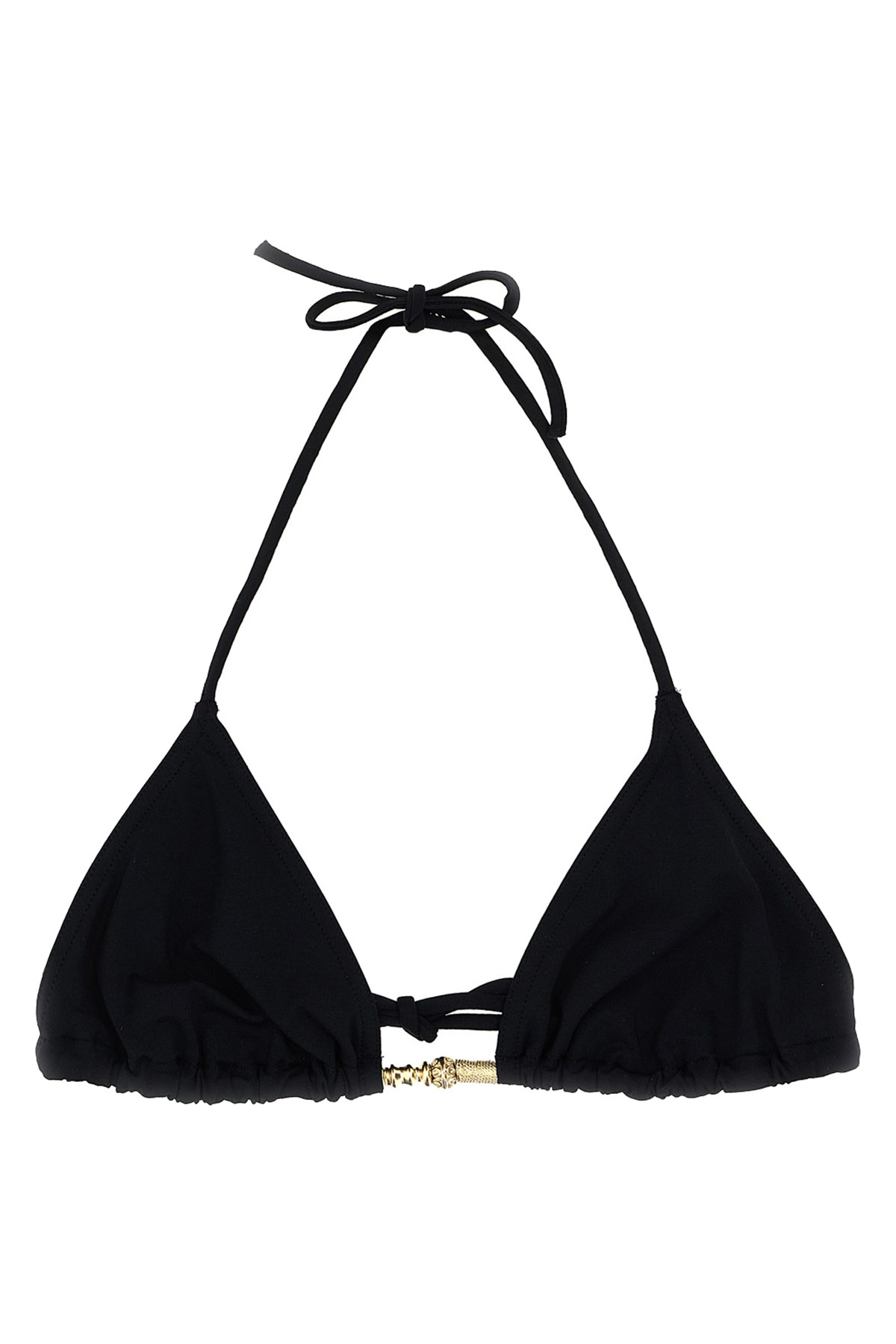 Eres Ephemere Black Bikini Top With Beaded Embellishmentsand Triangular Cup In Tech Fabric Stretch Woman In Black