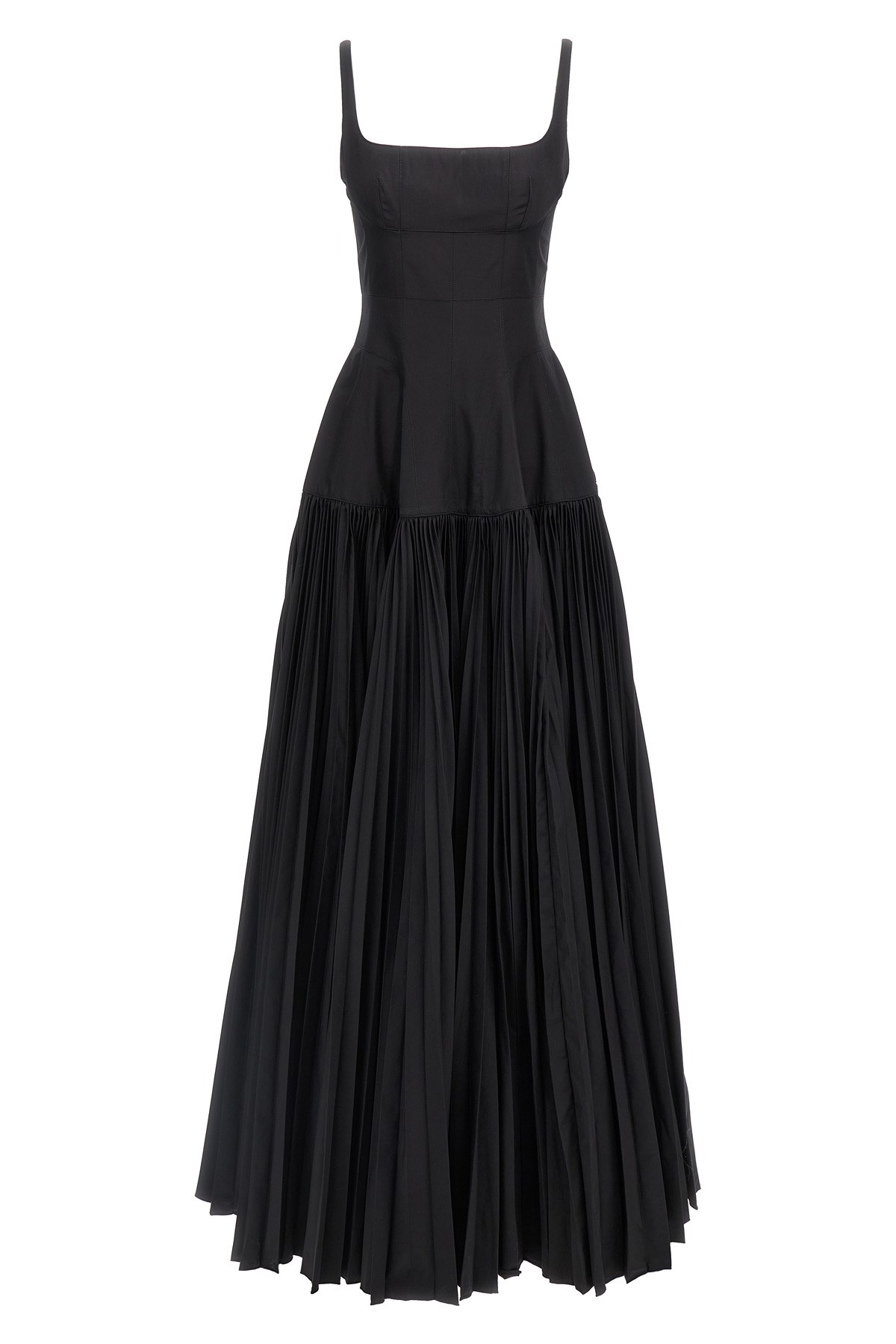 Giovanni Bedin Long Dress With Wide Pleated Skirt In Black