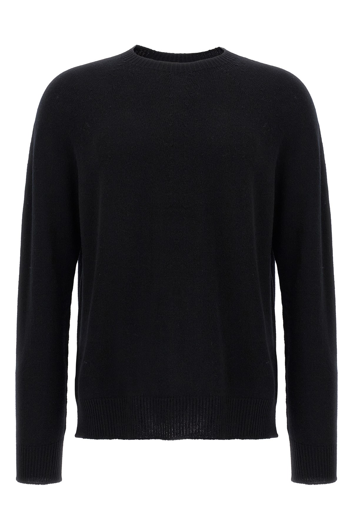 Jil Sander Soft Cashmere Sweater With Ribbed Finish In Black