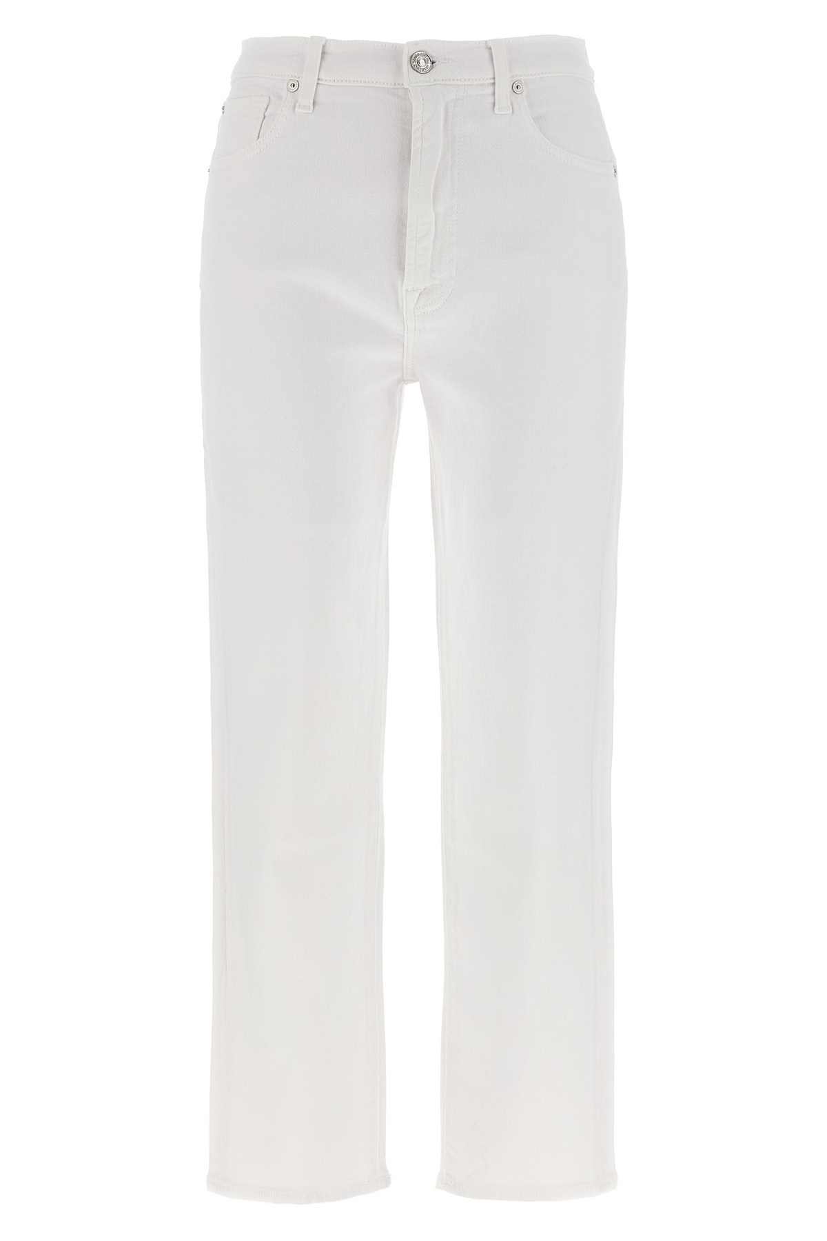 7 For All Mankind White Easy Slim Ankle Jeans In White