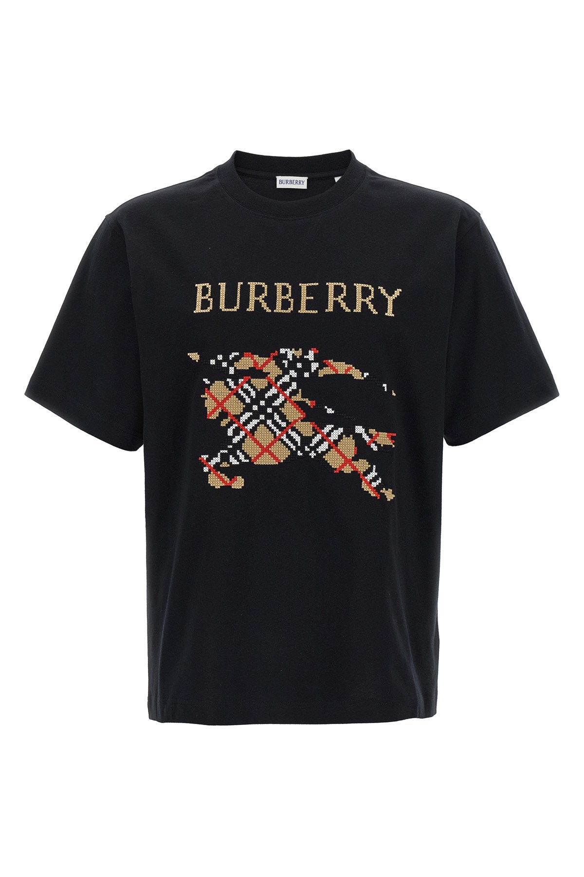 Burberry Cross Stitch Ekd Cotton T-shirt In Black