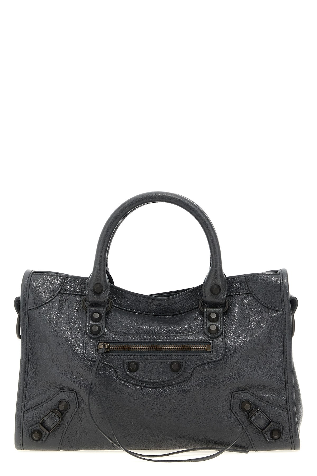 Balenciaga Le City Medium Crinkled Leather Top-handle Bag In Black