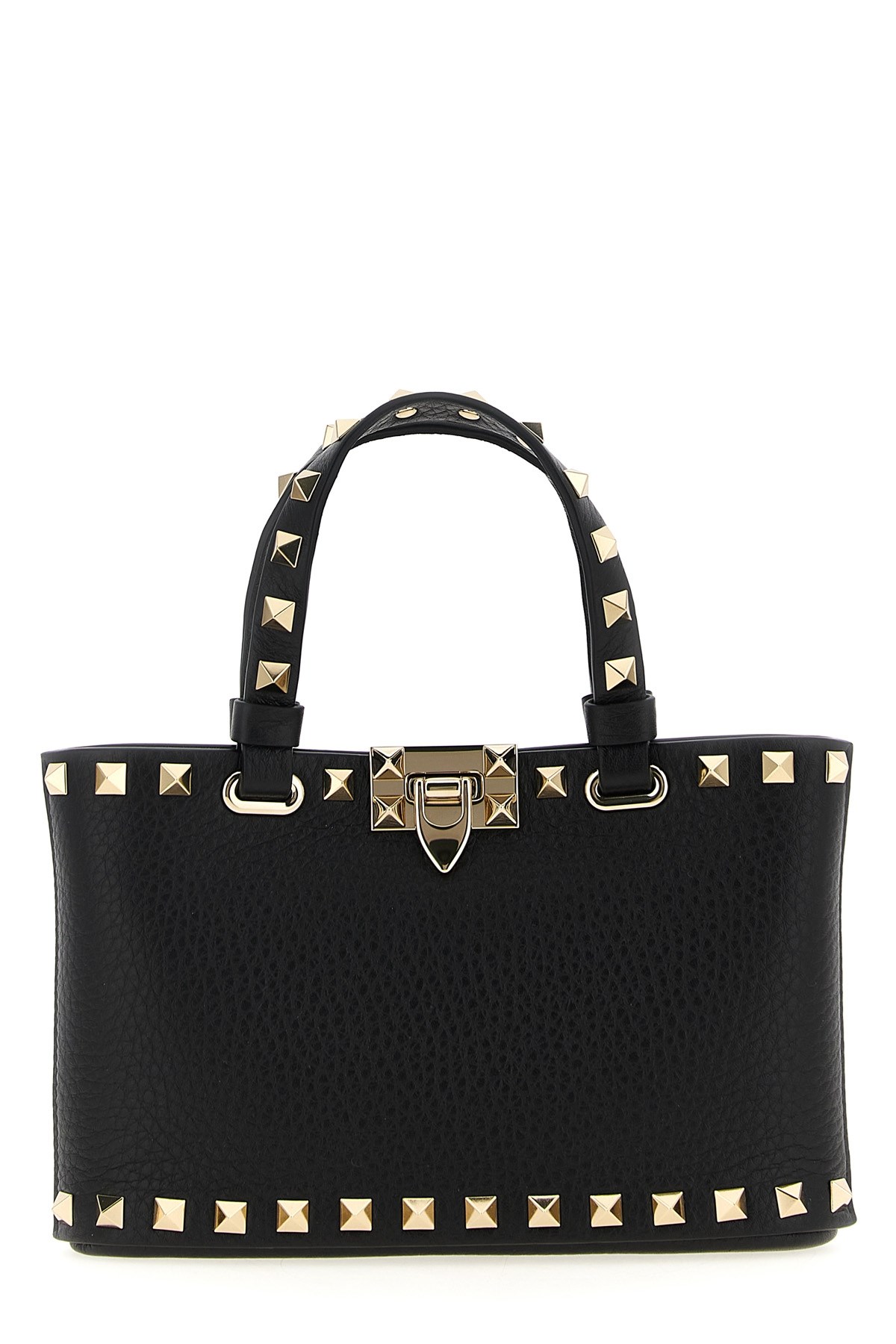 Valentino Mini Leather Rockstud Top-handle Bag In Black