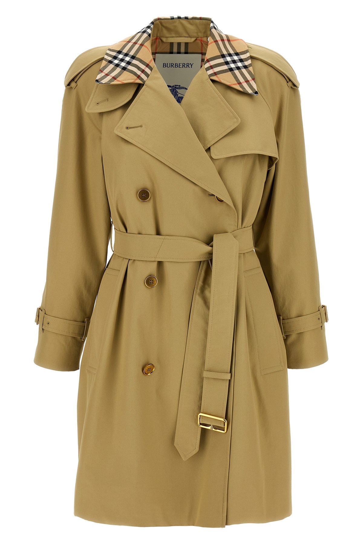 Burberry Castleford Check Collar Water Resistant Gabardine Trench Coat