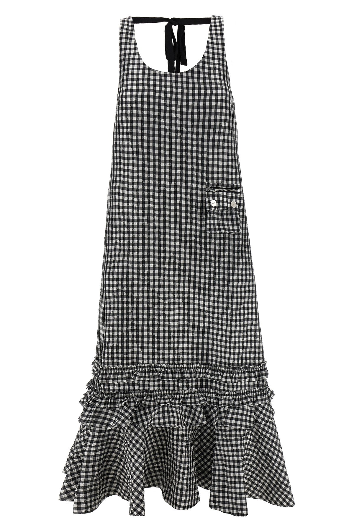 'Crinkled Check Long' Dress - Size 34 EU