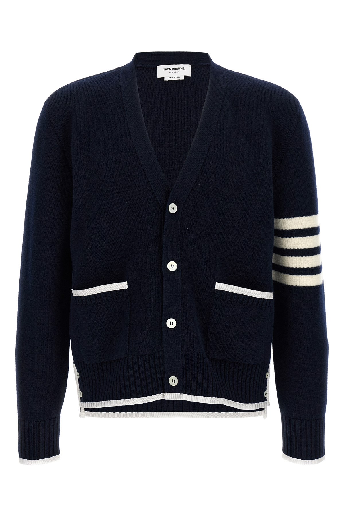 Thom Browne Crewneck Sweater With Striped Sleeve Detail