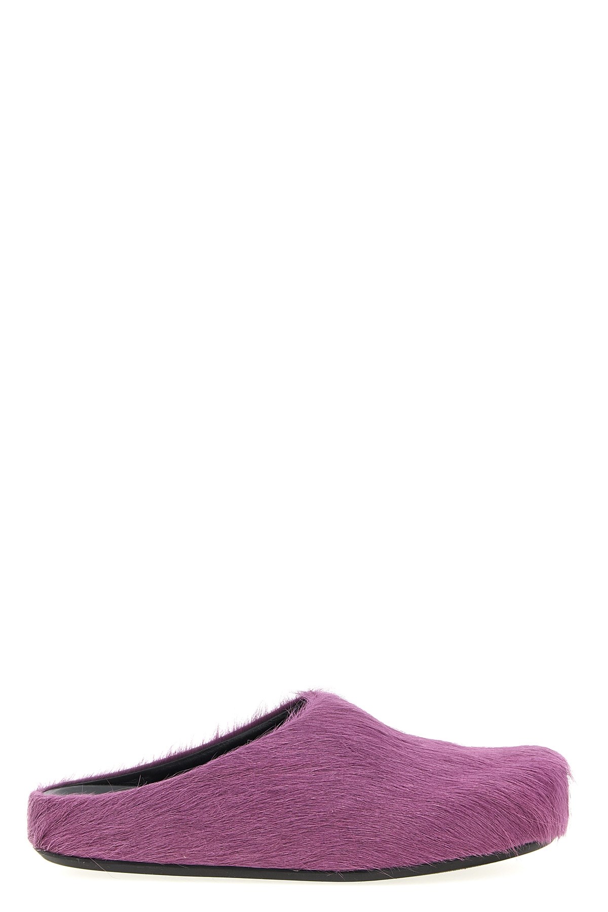 Marni Ponyskin Flat Mules In Purple