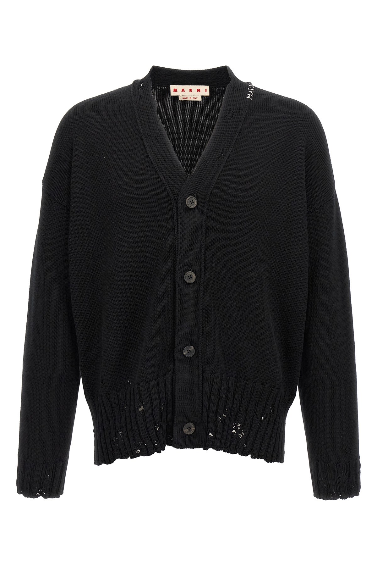 Marni Logo Embroidery Cardigan Sweaters And Cardigans Black In Black