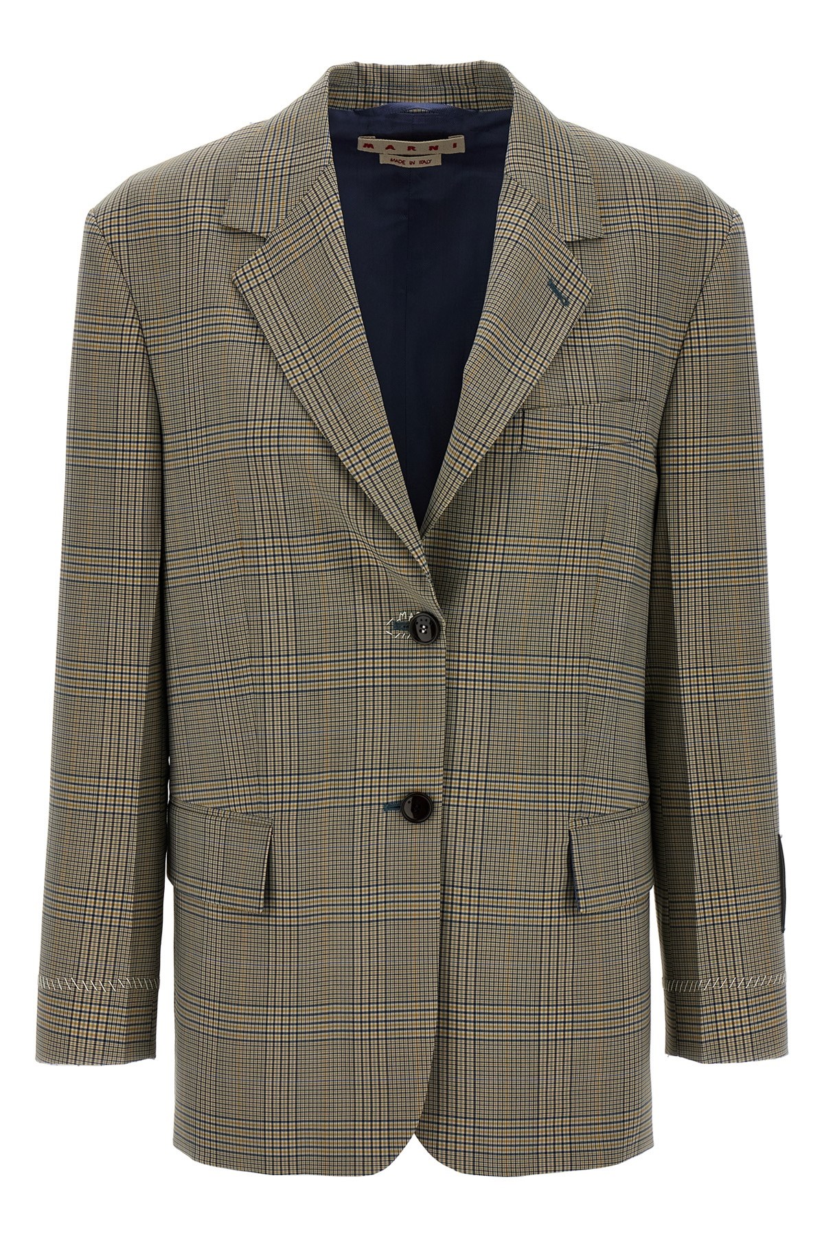 Marni Check Blazer Prince Of Wales In Green
