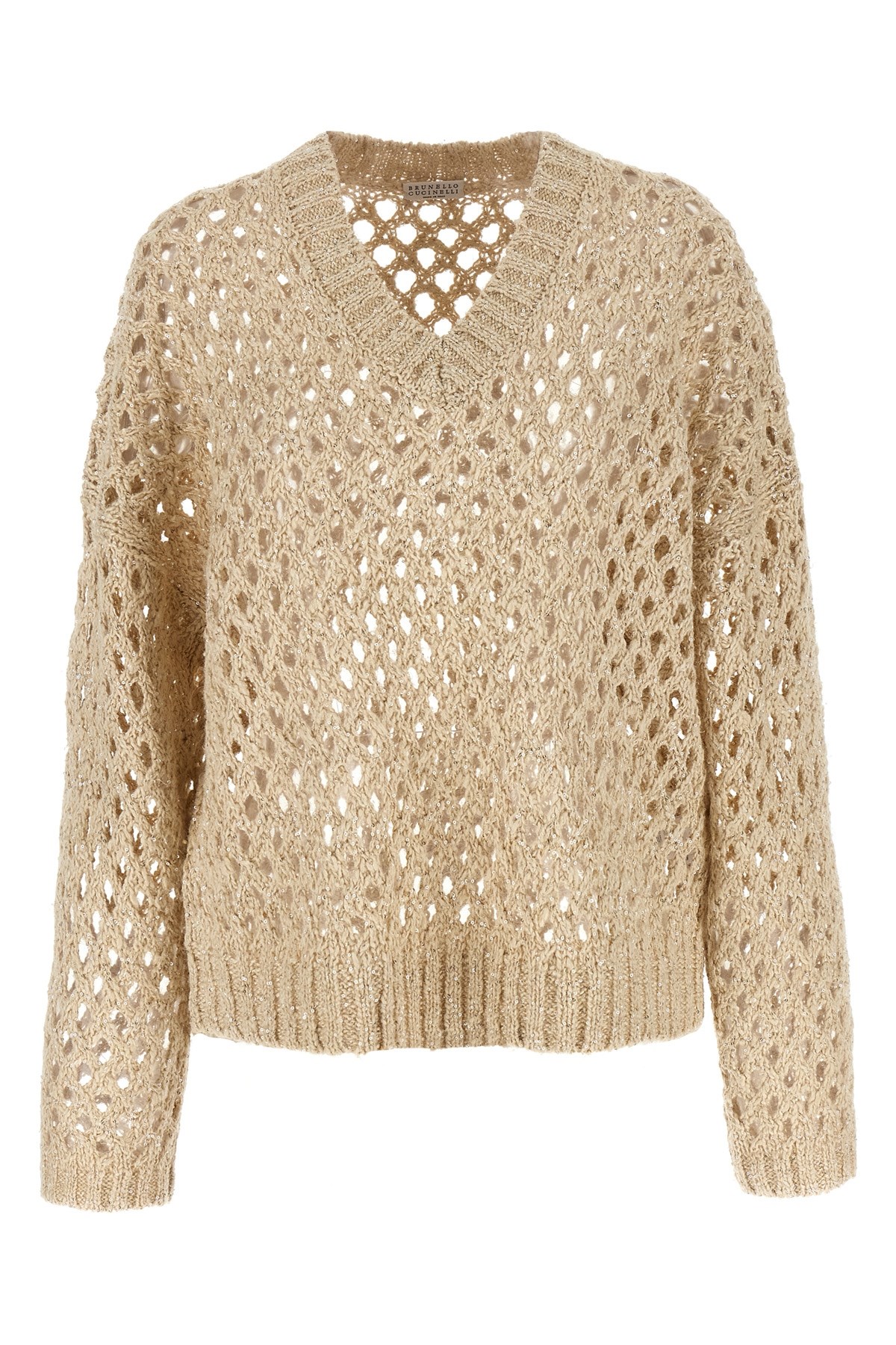 Brunello Cucinelli Rustic Dazzling Net Sweaters And Cardigans Beige