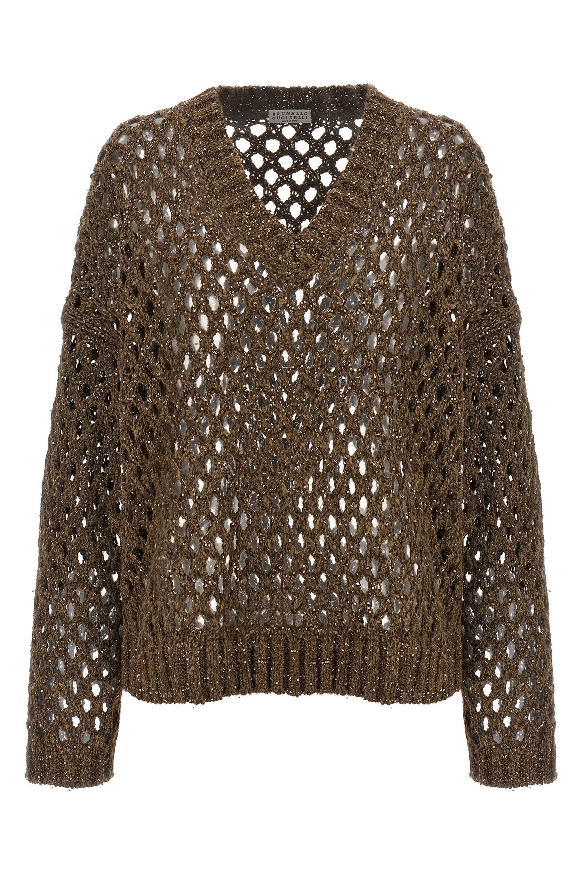 Shop Brunello Cucinelli 'rustic Dazzling Net' Sweater