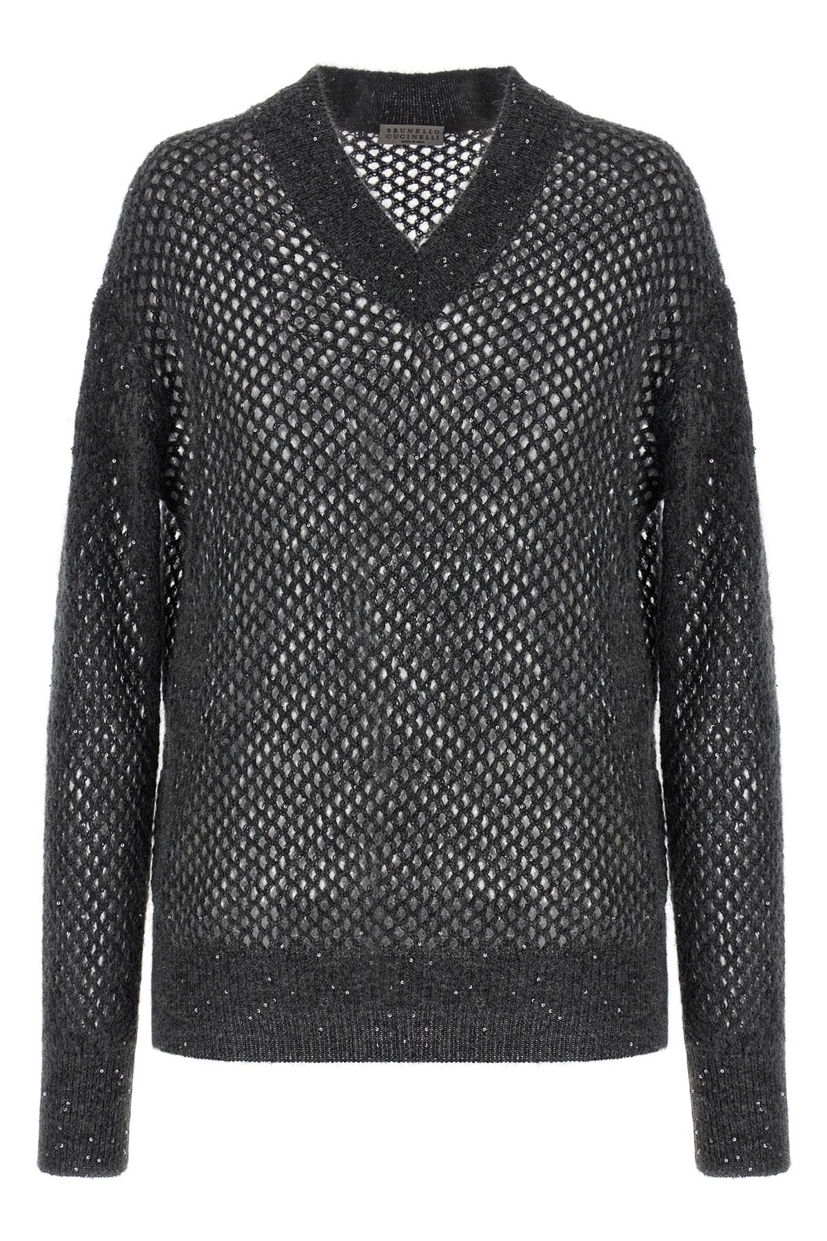 Brunello Cucinelli Rustic Dazzling Net Sweaters And Cardigans Gray