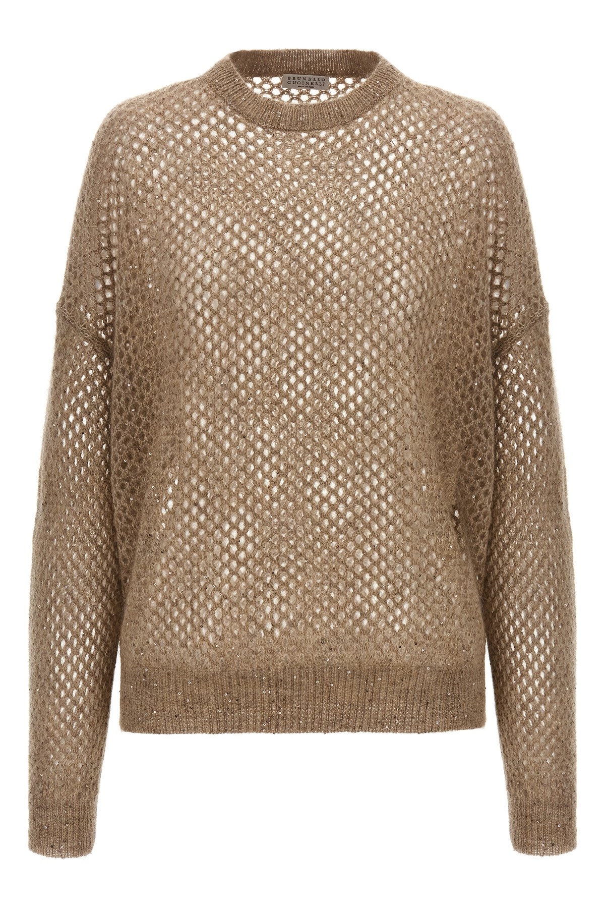 Brunello Cucinelli Rustic Dazzling Net Sweaters And Cardigans Beige