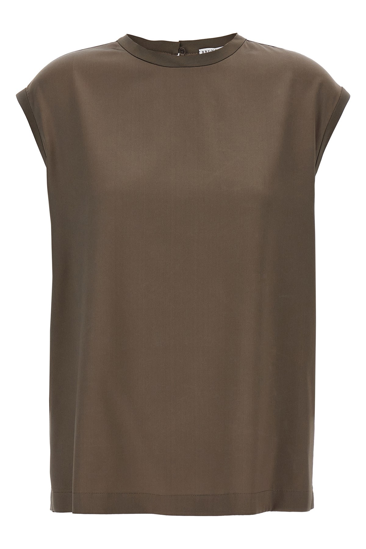 Brunello Cucinelli Silk Crewneck Blouse With Back Button Closure