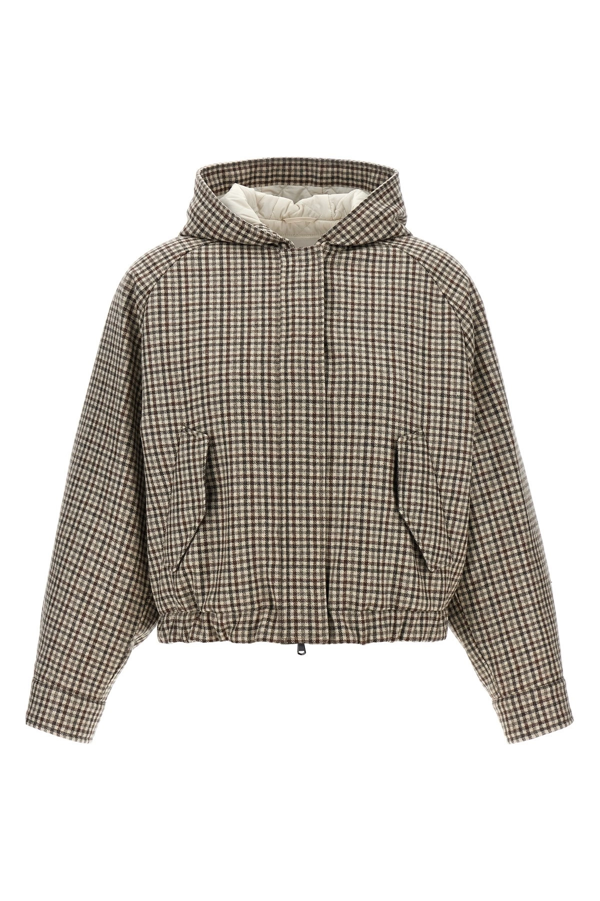 Brunello cucinelli 'shiny zipper pull' check jacket Brunello cucinelli 'shiny zipper pull' check jacket