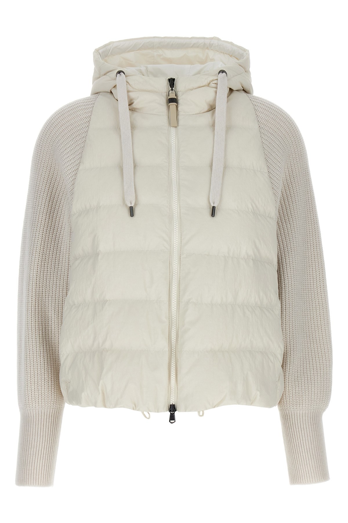 Brunello Cucinelli Two-material Puffer Jacket Casual Jackets And Parka White