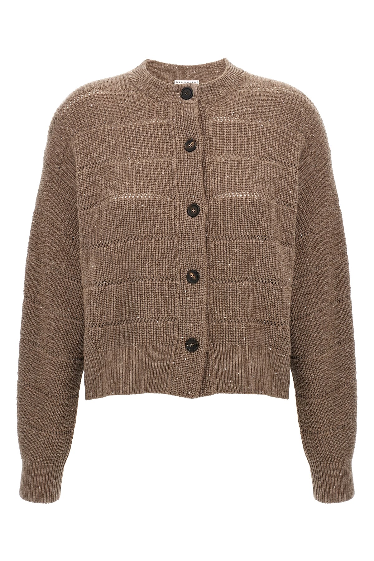 Shop Brunello Cucinelli 'rustic Dazzling Net' Cardigan