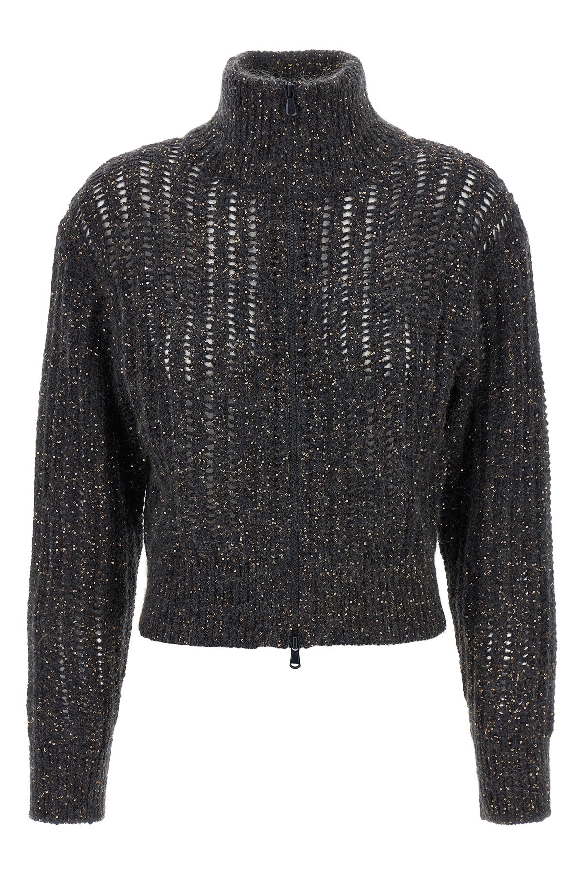 Brunello Cucinelli Rustic Dazzling Net Sweaters And Cardigans Gray