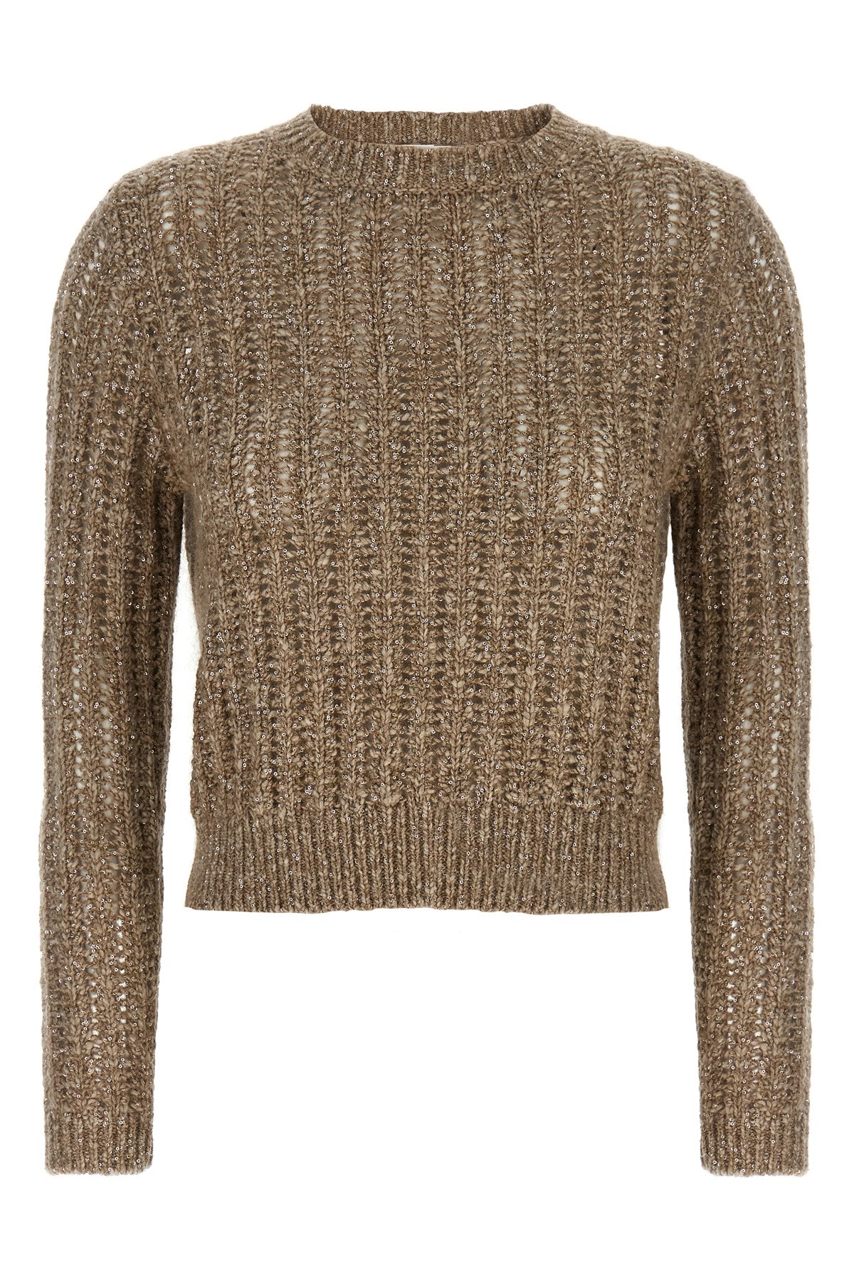 Brunello Cucinelli Rustic Dazzling Net Sweaters And Cardigans Beige
