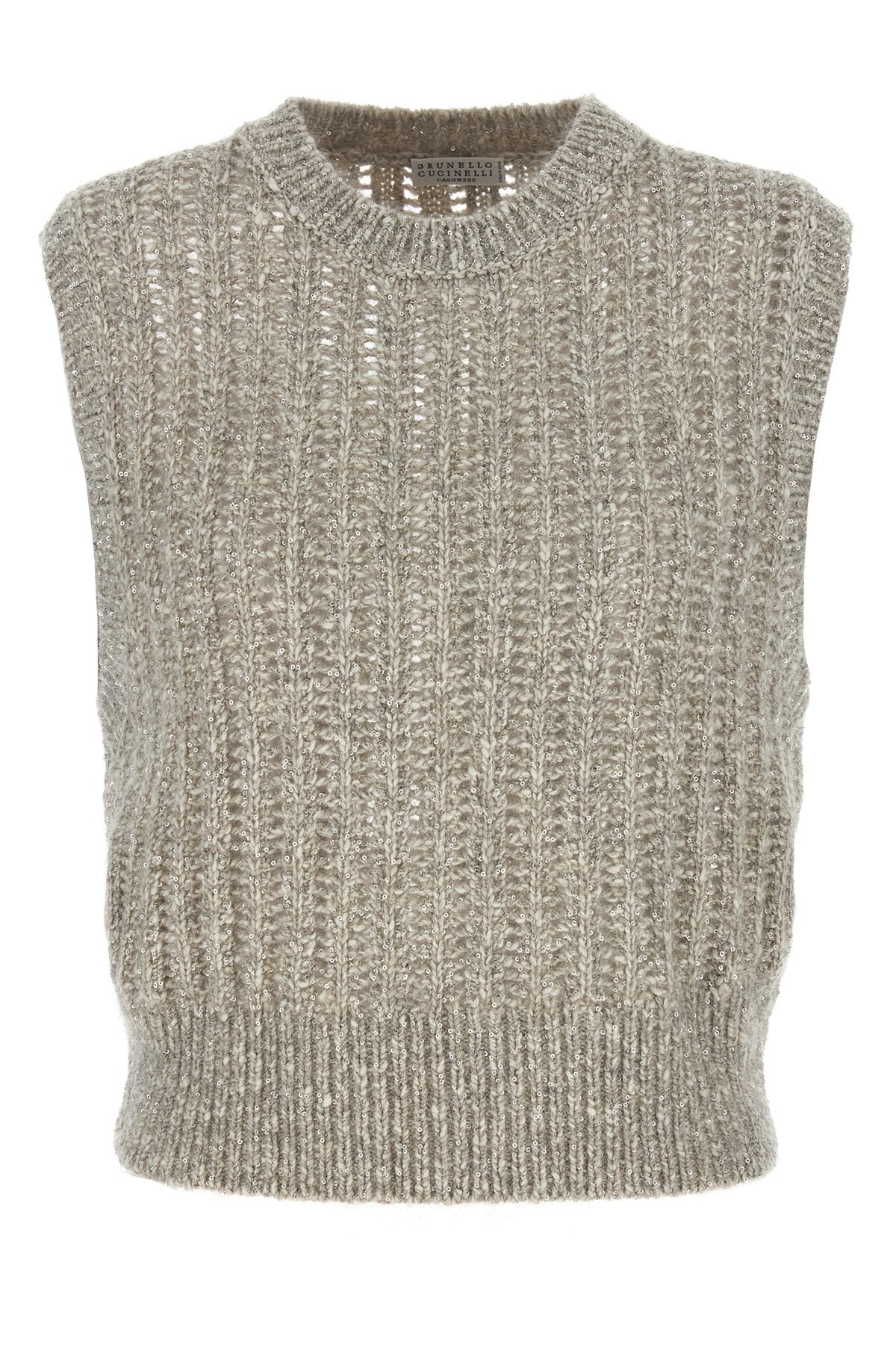 Brunello Cucinelli Rustic Dazzling Net Gilet Gray