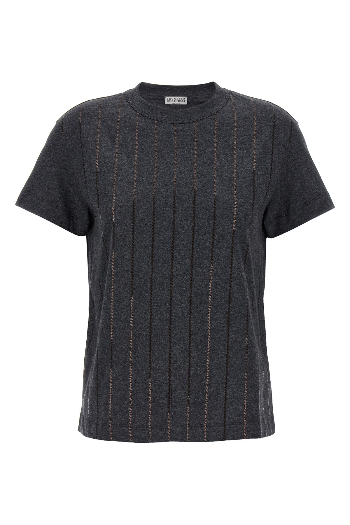 Brunello Cucinelli Striped Sequin Cotton Jersey Short-sleeve T-shirt