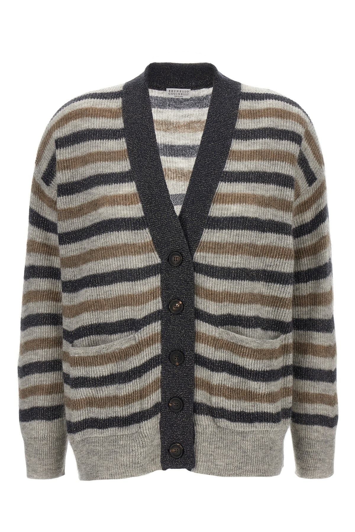 Brunello Cucinelli Lurex Wool Cardigan Sweaters And Cardigans Multicolor