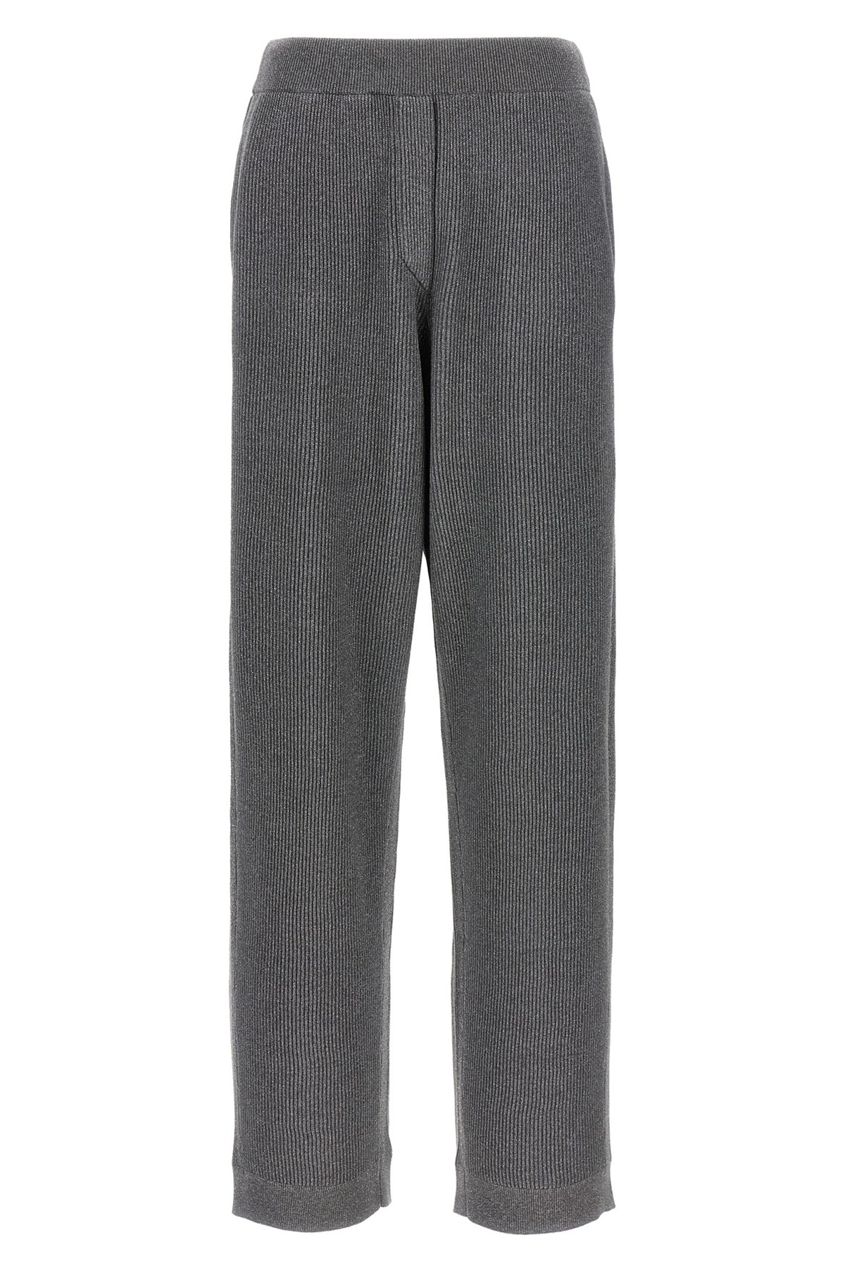 Brunello Cucinelli Ribbed Texture Elastic Waistband Shimmering Finish Trousers